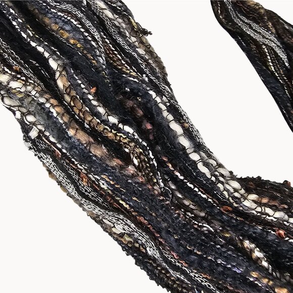 Women's One Size Metallic Black/Grey/White Infinity Wrap Wool‎ Scarf Whimsigoth - Picture 11 of 13